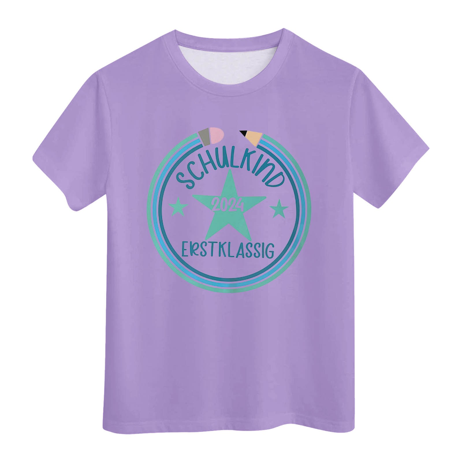 Gubotare Cute Shirts for Girls Girl's Graphic Print T Shirts Short Sleeve Round Neck Tee Tops,4-5 Years Purple